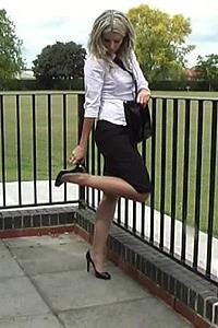 Blonde stiletto girl Kathryn sexy in high heels video