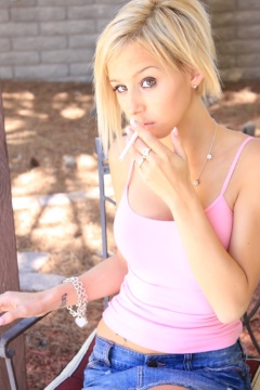 Morgan Layne sexy teen blonde smoking a cigarette Alta Smoking